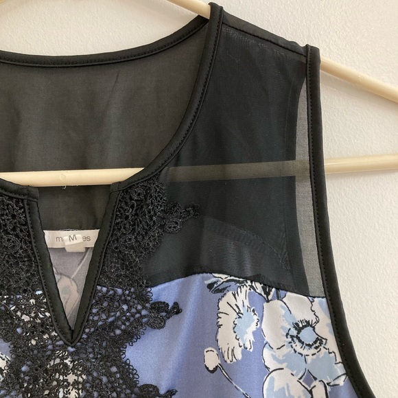 Maurices Women's Medium Tank Top Floral Purple Crochet Sheer Shoulder - Picture 5 of 7